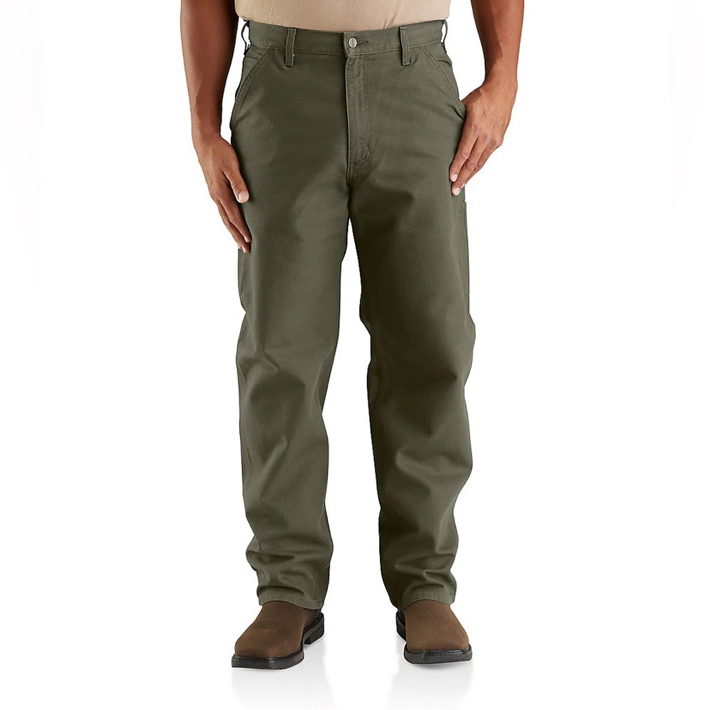 Carhartt Men’s Utility Work Pant, Loose Fit, Washed Duck, 35x34, Moss Green